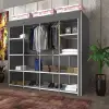 Geniş Hacimli Çift Askılı Gardrop Bez Dolap Gri