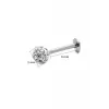 Gri Taşlı Çelik Tragus Helix Piercing, 8 MM