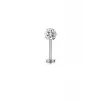 Gri Taşlı Çelik Tragus Helix Piercing, 8 MM