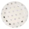 Gümüş Puanlı Varak Baskılı Karton Tabak, 23 cm, 8 Adet
