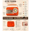 Havana Turuncu Retro Bluetooth FM Radyo