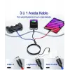 Hızlı Şarj ve Data Aktarım Kablosu, 60W - 3A USB A, Type C (Usb c), Micro USB, Lightning Uyumlu 3 ü 1 Arada Çoklu Kablo