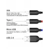 Hızlı Şarj ve Data Aktarım Kablosu, 60W - 3A USB A, Type C (Usb c), Micro USB, Lightning Uyumlu 3 ü 1 Arada Çoklu Kablo