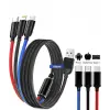 Hızlı Şarj ve Data Aktarım Kablosu, 60W - 3A USB A, Type C (Usb c), Micro USB, Lightning Uyumlu 3 ü 1 Arada Çoklu Kablo