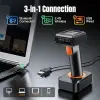 HW0006 | 2D Wireless Barcode Scanner with Display Screen – Bluetooth, 2.4G & USB 3-in-1 Kablosuz El Tipi Barkod Okuyucu