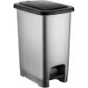 İç Kovalı Slim Pedallı Modern Çöp Kovası, Paslanmaz Çelik Görünümlü, 40 Litre