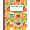 Independently published Autumn Pumpkin Pie & Tea Pots Wide Rule Composition Notebook