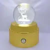 Işıklı Müzikli Dönen 3D Kristal Cam Küre Geyik Model