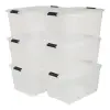 Kapaklı Plastik Saklama Kutuları, 45L, 6lı Set, Şeffaf