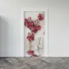 Kapı Giydirme Kapı Sticker Folyosu 3D Kırmızı Gül