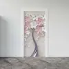 Kapı Giydirme Kapı Sticker Folyosu 3D Pembe Ağaç