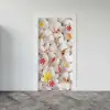 Kapı Giydirme Kapı Sticker Folyosu Beyaz Taş Sarı Çiçek