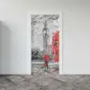 Kapı Giydirme Kapı Sticker Folyosu Saat Kulesi Yağlıboya