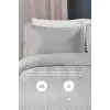 Kapitone Ponponlu Tek Kişilik Yatak Örtüsü Gri