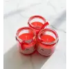 Kavanozda Kırmızı Mum, 3lü Set; Kurdeleli