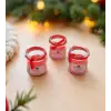 Kavanozda Kırmızı Mum, 3lü Set; Kurdeleli