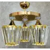 Konık 3lü Modern Kristal Avize Gold