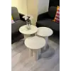 Krem renkli 3lü set mantar yan sehpa