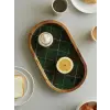 Mango Ekose Desenli Oval Ahşap Tabak
