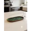 Mango Ekose Desenli Oval Ahşap Tabak
