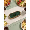 Mango Ekose Desenli Oval Ahşap Tabak