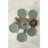 Mat Yeşil Bloom Pasta Tabağı 24 Cm 6 Adet 322