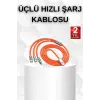 Mey İthalat® Android ve İOS Uyumlu 180 Derece Type-c Şarj Kablosu