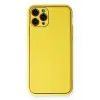 Mey İthalat®   iPhone 11 Pro Kılıf Coco Deri Silikon Kapak - Sarı