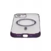 Mey İthalat®   iPhone 12 Hilton Magsafe Kapak - Derin Mor