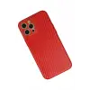 Mey İthalat®   iPhone 12 Pro Max Kılıf Coco Karbon Silikon - Kırmızı