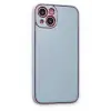 Mey İthalat®   iPhone 14 Plus Kılıf Coco Deri Silikon Kapak - Sky Blue