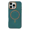 Mey İthalat®   iPhone 16 Pro Max Luno Deri Magsafe Kapak - Yeşil