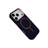 Mey İthalat®   iPhone 17 Pro Max Luno Deri Magsafe Kapak - Mavi