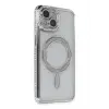 Mey İthalat®   iPhone 13 Kılıf Joke Simli Magneticsafe Kılıf - Gümüş