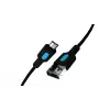 Micro USB Hızlı Şarj Kablosu Siyah + Mavi/Siyah Uç 150 CM