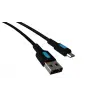 Micro USB Hızlı Şarj Kablosu Siyah + Mavi/Siyah Uç 150 CM