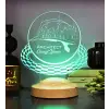 Mimara Özel LED Masa Lambası, Kişiye Özel Baret Şekilli 3D Lamba