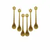 Mini Bambu Ahşap Kaşık Seti, Çiçek Desenli, 14.5 cm, 6 Adet