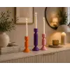 Modern Dekoratif Şamdan Seti, 3lü, Turuncu Mor Pembe, 6.5,12 ve 17 cm