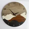Modern Rustik Dağ Motifli Ahşap Duvar Saati 50 cm