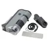 MP-250 MicroFlip 100-250x LED Işıklı Cep Mikroskobu, Akıllı Telefon Digiscoping Adaptör Klipsli, Gri