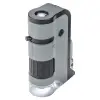 MP-250 MicroFlip 100-250x LED Işıklı Cep Mikroskobu, Akıllı Telefon Digiscoping Adaptör Klipsli, Gri