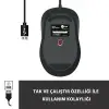 MS102 USB Kablolu 2400DPI 4 Tuşlu Mouse -Sessiz PC, Mac, Dizüstü Bilgisayar için, Windows, Linux ve Mac ile Uyumlu Sağ ve Sol Elle Kullanıma Uygun, 99gr Hafif Optik Mouse Siyah