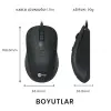 MS102 USB Kablolu 2400DPI 4 Tuşlu Mouse -Sessiz PC, Mac, Dizüstü Bilgisayar için, Windows, Linux ve Mac ile Uyumlu Sağ ve Sol Elle Kullanıma Uygun, 99gr Hafif Optik Mouse Siyah