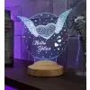 Mutlu Yıllar Hediyesi Kanatlı Kalp 3d Led Lamba