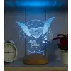 Mutlu Yıllar Hediyesi Kanatlı Kalp 3d Led Lamba