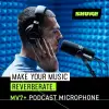 MV7+ Podcast Dynamic Microphone. Obs Certified; Enhanced Audio, LED Touch Panel, USB-C & Xlr Outputs, Auto Level Mode, Digital Pop Filter, Reverb Effects, Podcasting, Streaming, Recording -Black