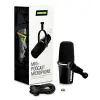 MV7+ Podcast Dynamic Microphone. Obs Certified; Enhanced Audio, LED Touch Panel, USB-C & Xlr Outputs, Auto Level Mode, Digital Pop Filter, Reverb Effects, Podcasting, Streaming, Recording -Black