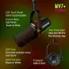 MV7+ Podcast Dynamic Microphone. Obs Certified; Enhanced Audio, LED Touch Panel, USB-C & Xlr Outputs, Auto Level Mode, Digital Pop Filter, Reverb Effects, Podcasting, Streaming, Recording -Black