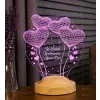 Öğretmene Özel Balon Kalpli 3D LED Gece Lambası, İsimli